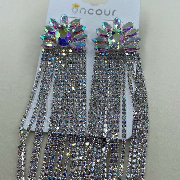 NEW Encour 8” AB silver fringe earrings.Special event - Picture 3 of 9